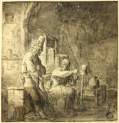 Vecchia coppia di contadini in un cottage da Adriaen van Ostade