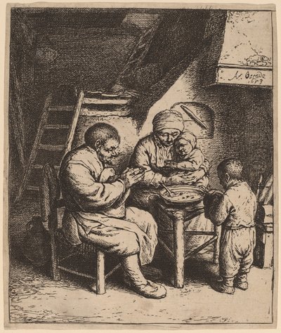 Famiglia di contadini che dice grazia da Adriaen van Ostade