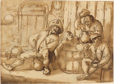Contadini che bevono in una taverna da Adriaen van Ostade