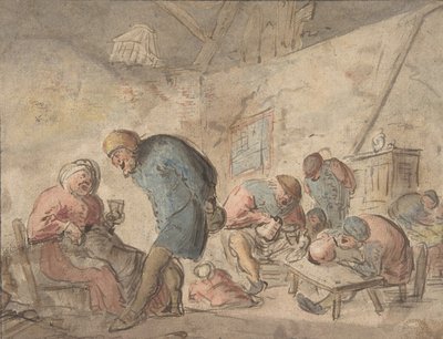 Contadini che Bevono, verso: schizzi di contadini da Adriaen van Ostade.