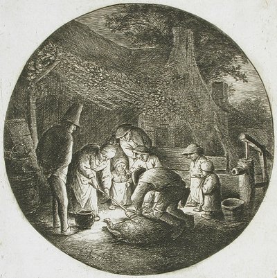 Contadini che uccidono un maiale da Adriaen van Ostade