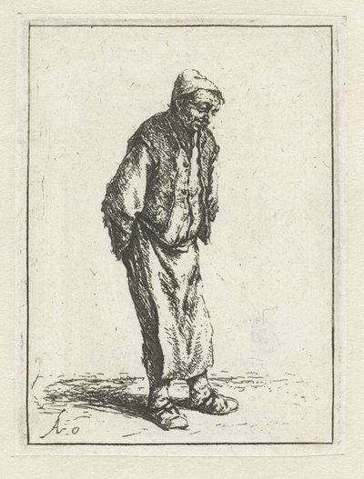 Contadino in piedi con le mani dietro la schiena da Adriaen van Ostade