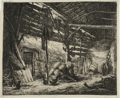 Il fienile da Adriaen van Ostade