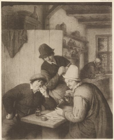 Tre contadini e una donna a tavola da Adriaen van Ostade