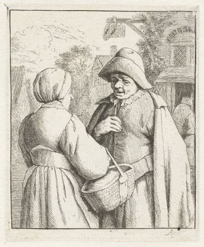 Donna e uomo in conversazione da Adriaen van Ostade