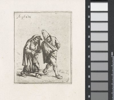 Coppia di contadini che cammina da Adriaen van Ostade