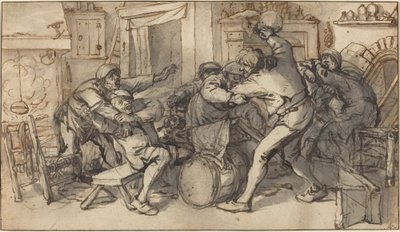 Contadini che litigano in una taverna da Adriaen van Ostade and Cornelis Dusart