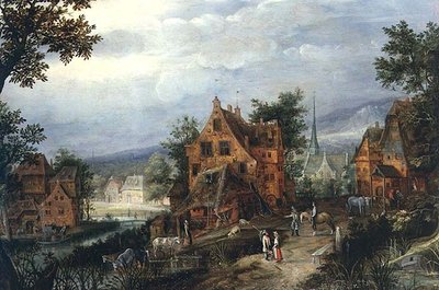 Scena di villaggio con figure da Adriaen van Stalbemt