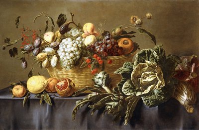Un Cesto di Frutta su un Tavolo Drappeggiato, c.1635 da Adriaen van Utrecht