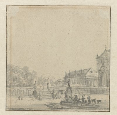Cortile di un palazzo con una fontana da Adriaen van de Velde (possibly)