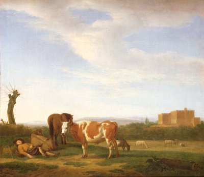Paesaggio pastorale con un pastore addormentato, XVII secolo da Adriaen van de Velde
