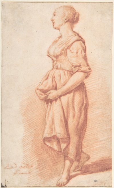 Ein junges Mädchen, das nach links geht da Adriaen van de Velde