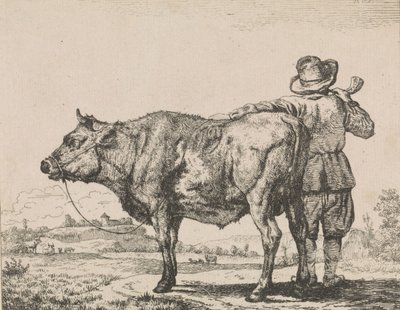 Uomo in piedi con toro da Adriaen van de Velde