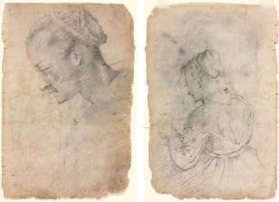 Profilo della testa di una donna (recto) Una cameriera (verso) da Adriaen van de Velde