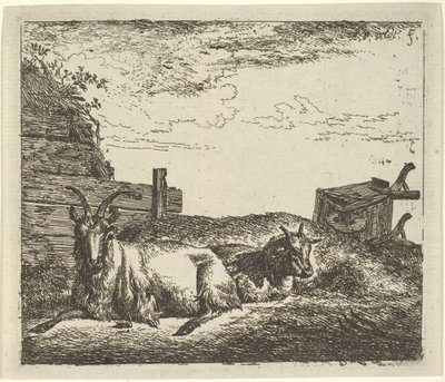Capre Distese, da Animali Diversi da Adriaen van de Velde