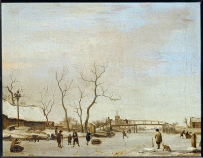 Riviere gele con pattinatori e giocatori a singhiozzo ... da Adriaen van de Velde