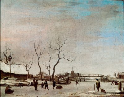 Riviere gelee con pattinatori da Adriaen van de Velde