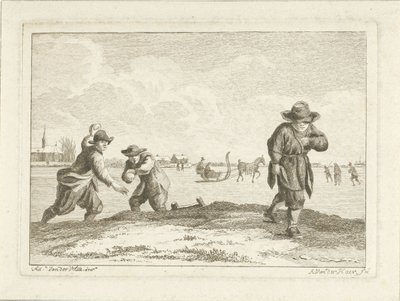 Lanciatori di palle di neve, inciso da Anthonij van der Haer, c.1745-85 da Adriaen van de Velde