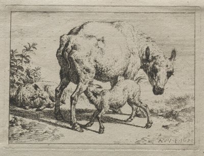La pecora e due agnelli da Adriaen van de Velde