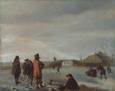 Scena invernale con un gruppo di golfisti su un fiume ghiacciato, c.1654-72 da Adriaen van de Velde