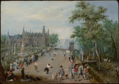 Una partita di pallone davanti a un palazzo di campagna da Adriaen van de Venne
