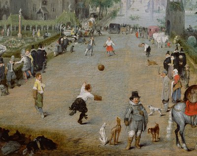 Un Jeu de Paume davanti a un palazzo di campagna da Adriaen van de Venne