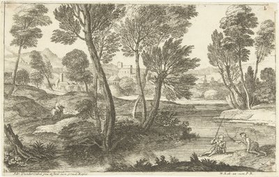Paesaggio con due pescatori da Adriaen van der Kabel