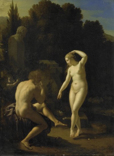 Una ninfa che danza al flauto di un pastore da Adriaen van der Werff