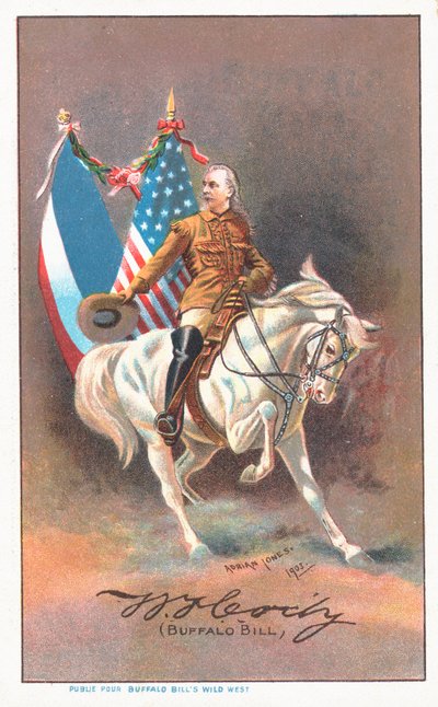 Buffalo Bill che cavalca un cavallo bianco da Adrian Jones
