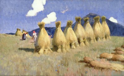 Sette covoni di mais in Alta Ungheria, c.1906 da Adrian Scott Stokes