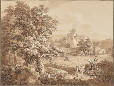 Pescatori sul fiume Zschopau presso il castello di Kriebstein, Sassonia da Adrian Zingg