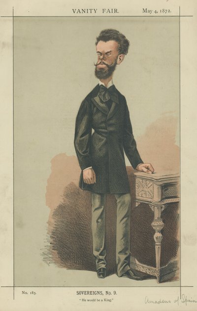 Amadeo di Spagna (Amadeus of Spain) (litografia a colori) da Adriano Cecioni