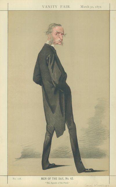 Il reverendo canonico Charles Kingsley (litografia a colori) da Adriano Cecioni