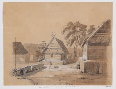 Vista del villaggio e della casa del raja di Kisar, Sud Molucche da Adrianus Johannes Bik