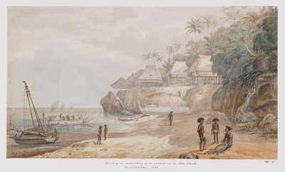Veduta di un Insediamento sulla Costa Orientale di Workai, Isole Aru, Molucche Sudorientali da Adrianus Johannes Bik