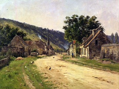 Strada del Villaggio con Figure da Adrien Jacques Sauzay