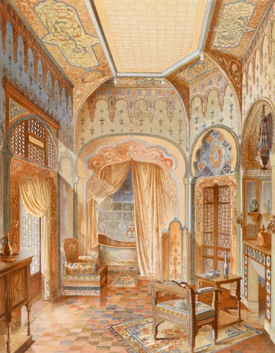 Interno di un bagno in stile moresco, illustrazione da 