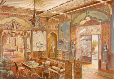 Sala giochi in stile assiro, illustrazione da 