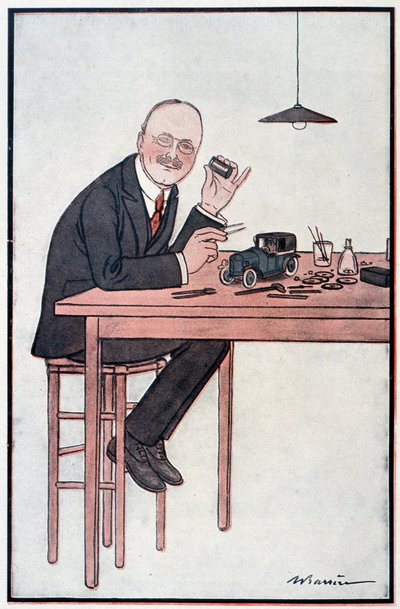 André Citroën, il "Ford" di Francia - Illustrazione di Adrien Barrère (1877-1931) in "Fantasio" del 01/10/1922 da Adrien Barrere