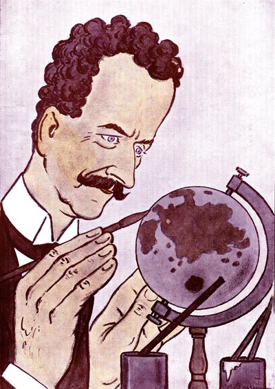 Cartone animato di Philippe Berthelot (1866-1934) politico e diplomatico francese - disegno di Adrien Barrere (1877-1931) da Fantasio da Adrien Barrere