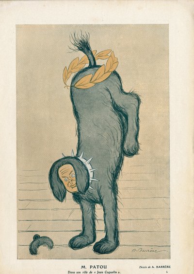 Personaggio del pezzo "Chantecler" di Edmond Rostand Jean Coquelin nel ruolo del cane Patou - Fantasio da Adrien Barrere