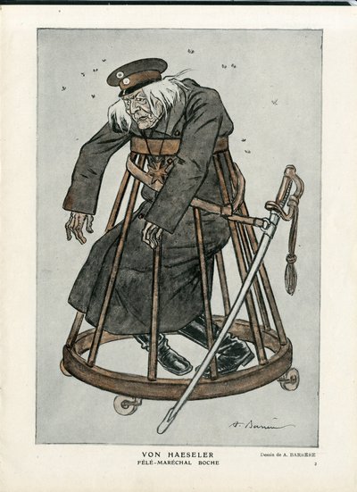 Fantasio, ca. 1916_6_1 - Illustrazione di A Barrere: Guerra del 14-18, Germania Prussia, Verificare date - Von Haesler - Senilizzazione da Adrien Barrere