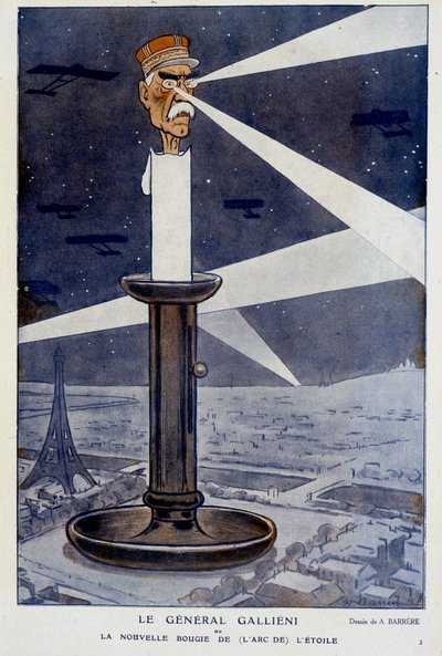 Generale Gallieni o la nuova candela (dalla prua della) stella. In Fantasio 01/12/1915. Disegno di A. Barrère. da Adrien Barrere