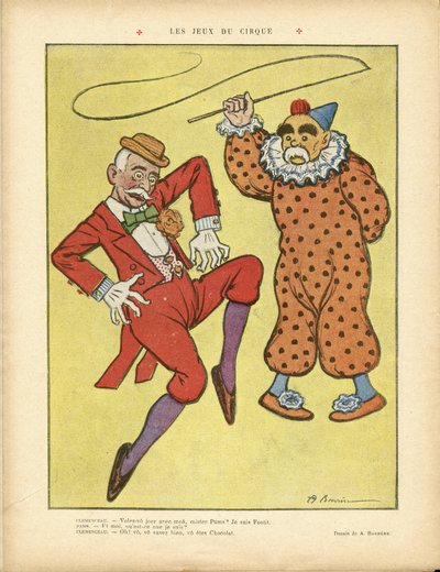 Illustrazione di A Barrere in Le Rire, 22/02/13 - Giochi circensi - Clemenceau George, Pams Jules, Circo, Carnevale/Gioco/Circo da Adrien Barrere