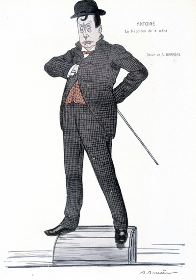 Ritratto di André Antoine (1858-1943), regista, attore, teorico e direttore teatrale francese - Disegno di A. Barrere - in “Fantasio”, 01/06/1907 da Adrien Barrere