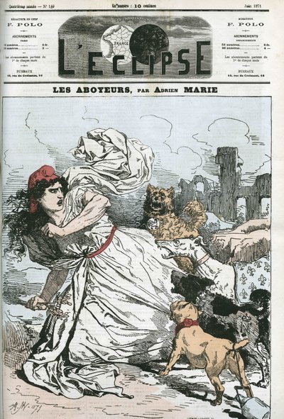Abbaiando, la Repubblica inseguita da cani realisti o bonapartisti. Copertina in "L