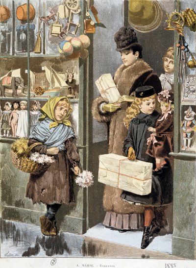 Ragazza povera che vende piccoli mazzi all