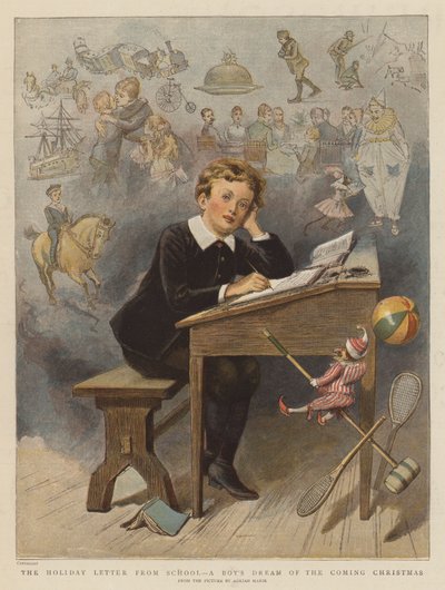 La lettera delle vacanze dalla scuola, il sogno di un ragazzo del prossimo Natale da Adrien Emmanuel Marie
