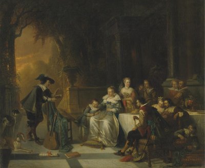 John Dryden che Legge una delle Sue Poesie alla Corte, 1869 da Adrien Ferdinand de Braekeleer