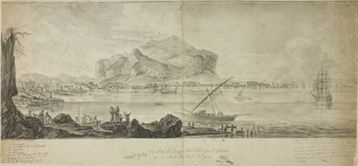 Vista della città e del porto di Palermo con vista su Monte Pellegrino da Adrien Manglard